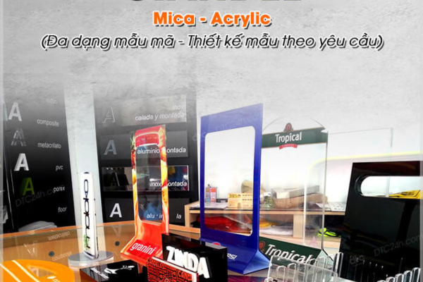 standee mica để bàn